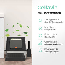 Cellavi Kattenbak RVS - Geschikt voor Grote en Kleine Katten - Incl. Kattenbakschep en Grit Opvanger - Zwart - 60x40x38 cm