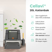 Cellavi Kattenbak RVS - Geschikt voor Grote en Kleine Katten - Incl. Kattenbakschep en Grit Opvanger - Donker Grijs - 60x40x38 cm
