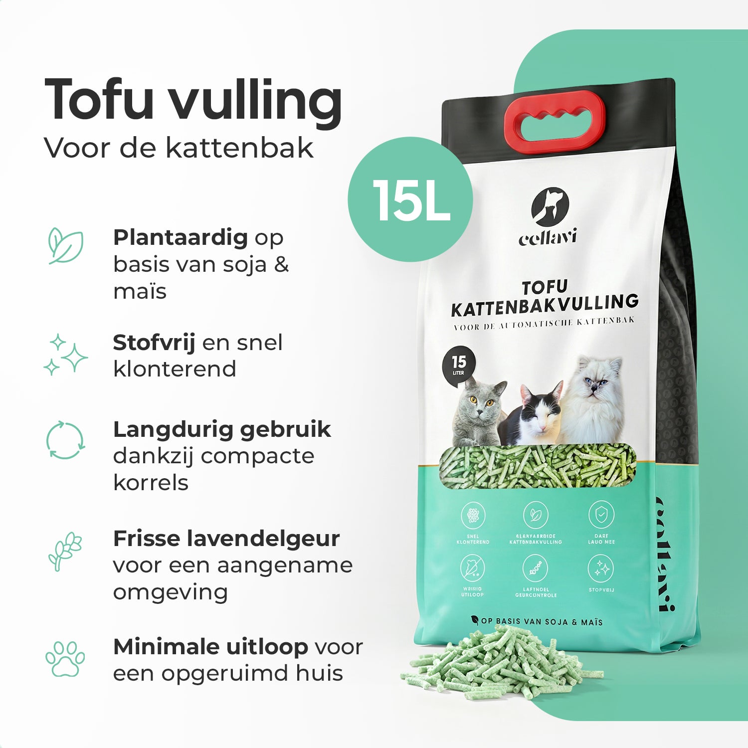 Cellavi Tofu Kattenbakvulling - 15L Lavendel