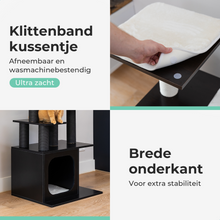 Cellavi Krabpaal - Geschikt voor Grote en Zware Katten - Sisal Touw - Hout - 112.5x80x50 cm - Zwart