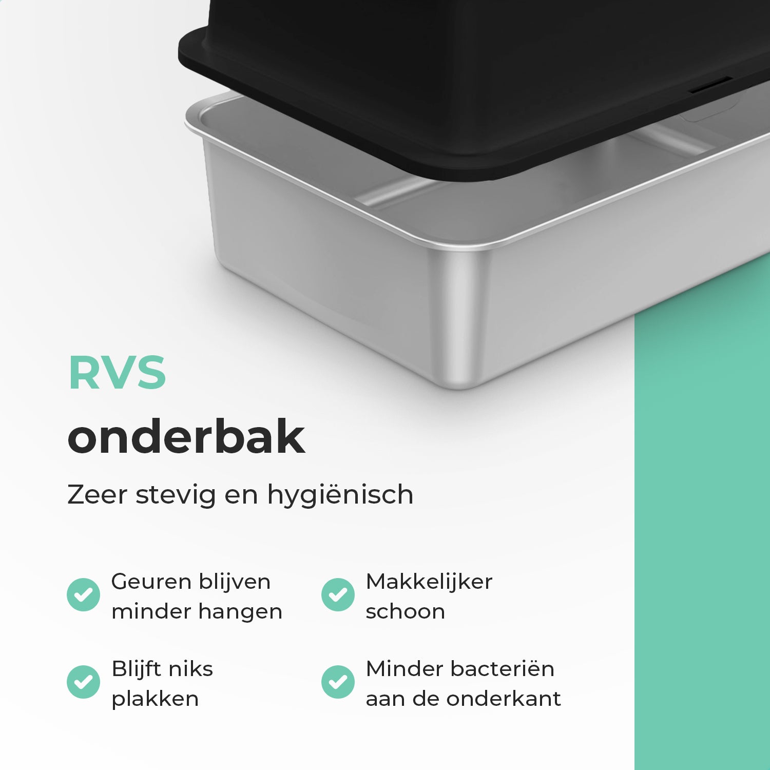 Cellavi RVS Kattenbak XL - Zwart