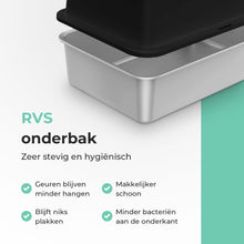 Cellavi Kattenbak RVS - Geschikt voor Grote en Kleine Katten - Incl. Kattenbakschep en Grit Opvanger - Zwart - 60x40x38 cm