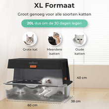 Cellavi Kattenbak RVS - Geschikt voor Grote en Kleine Katten - Incl. Kattenbakschep en Grit Opvanger - Zwart - 60x40x38 cm