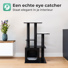 Cellavi Krabpaal - Geschikt voor Grote en Zware Katten - Sisal Touw - Hout - 112.5x80x50 cm - Zwart