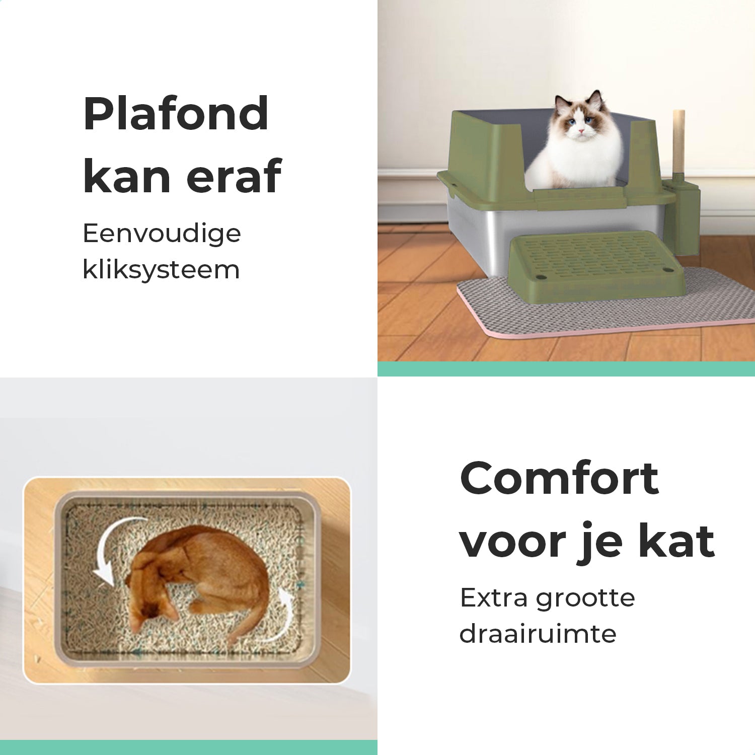 Cellavi RVS Kattenbak XL - Groen