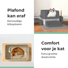 Cellavi Kattenbak RVS - Geschikt voor Grote en Kleine Katten - Incl. Kattenbakschep en Grit Opvanger - Donker Grijs - 60x40x38 cm