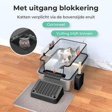 Cellavi Kattenbak RVS - Geschikt voor Grote en Kleine Katten - Incl. Kattenbakschep en Grit Opvanger - Zwart - 60x40x38 cm