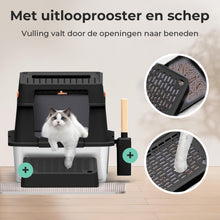 Cellavi Kattenbak RVS - Geschikt voor Grote en Kleine Katten - Incl. Kattenbakschep en Grit Opvanger - Zwart - 60x40x38 cm