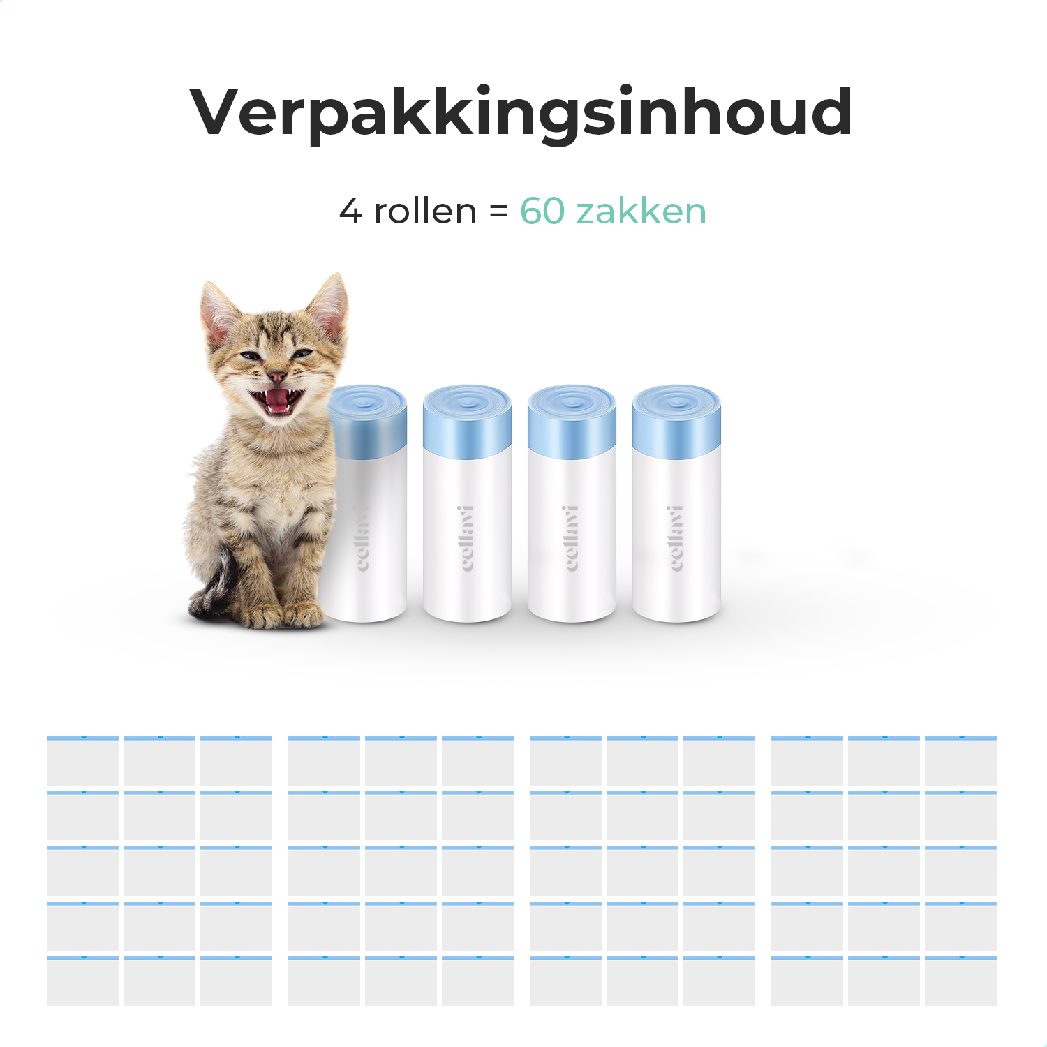 Cellavi Kattenbakzakken voor Automatische Kattenbak VI-A en VI-B - 4x15