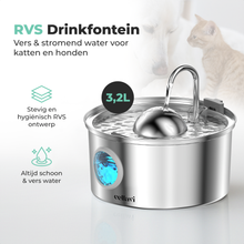 Cellavi RVS Drinkfontein Kat & Hond - Waterdispenser incl. Waterfilter