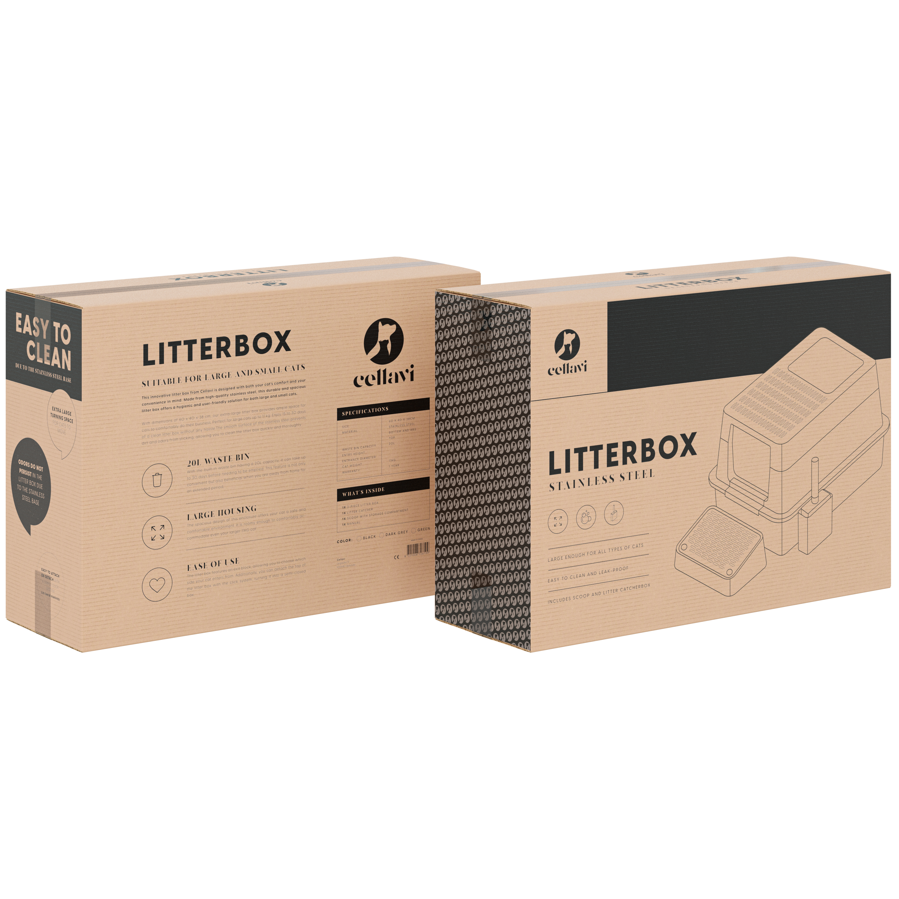 Cellavi RVS Kattenbak XL - Grijs