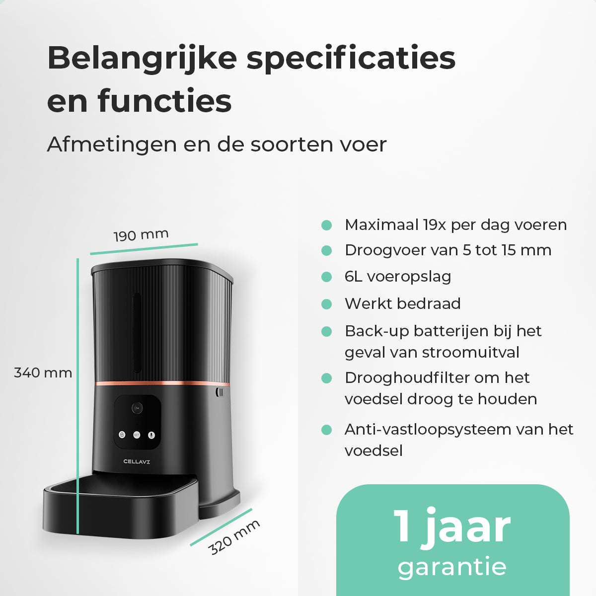 Cellavi Automatische Voerbak met Camera en App