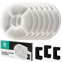 Cellavi 3 in 1 Waterfilters & Filtersponsjes voor Drinkfontein S1 Kat en Hond - 6 Waterfilters & 3 Filtersponsjes
