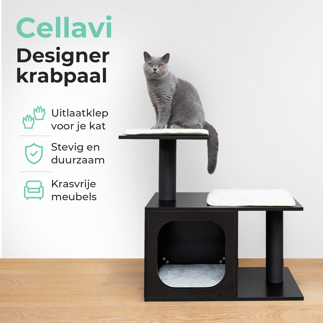 Cellavi Krabpaal - 72.5x70x40 cm - Zwart