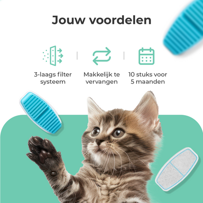 Cellavi Waterfilters Set voor Drinkfontein R2A - 6 Filters en 3 Sponsen