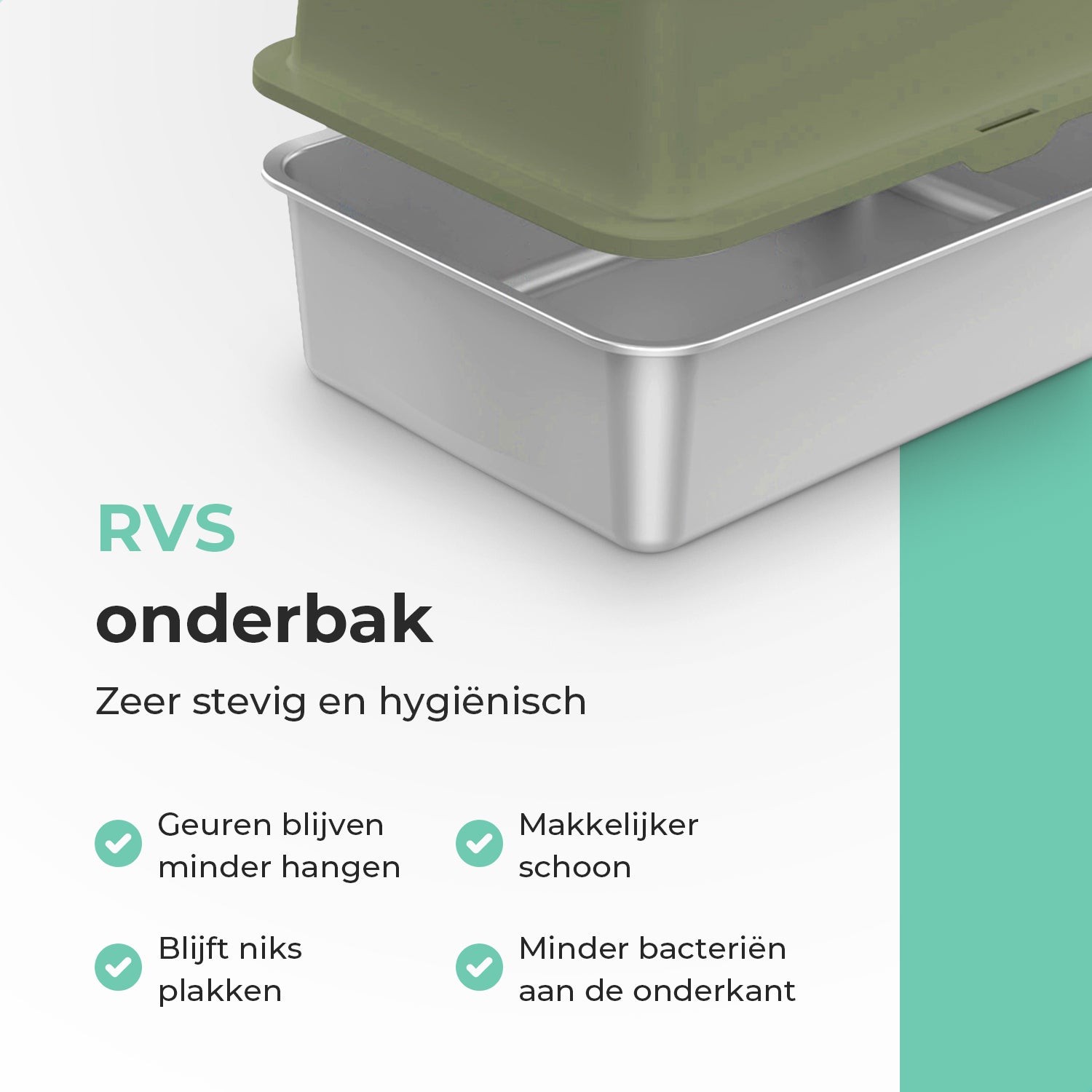 Cellavi RVS Kattenbak XL - Groen
