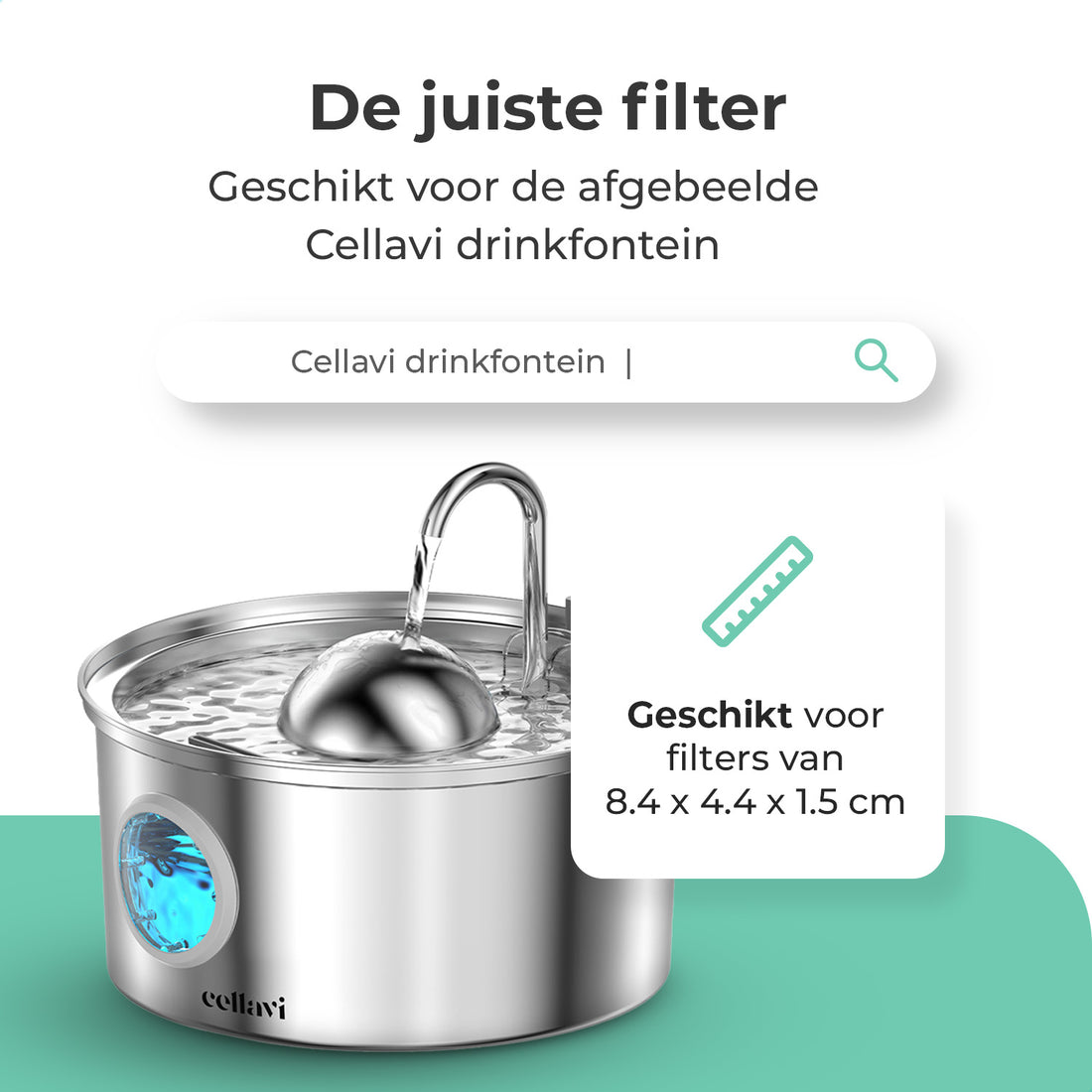 Cellavi Waterfilters Set voor Drinkfontein R1X - 6 Filters en 3 Sponsen