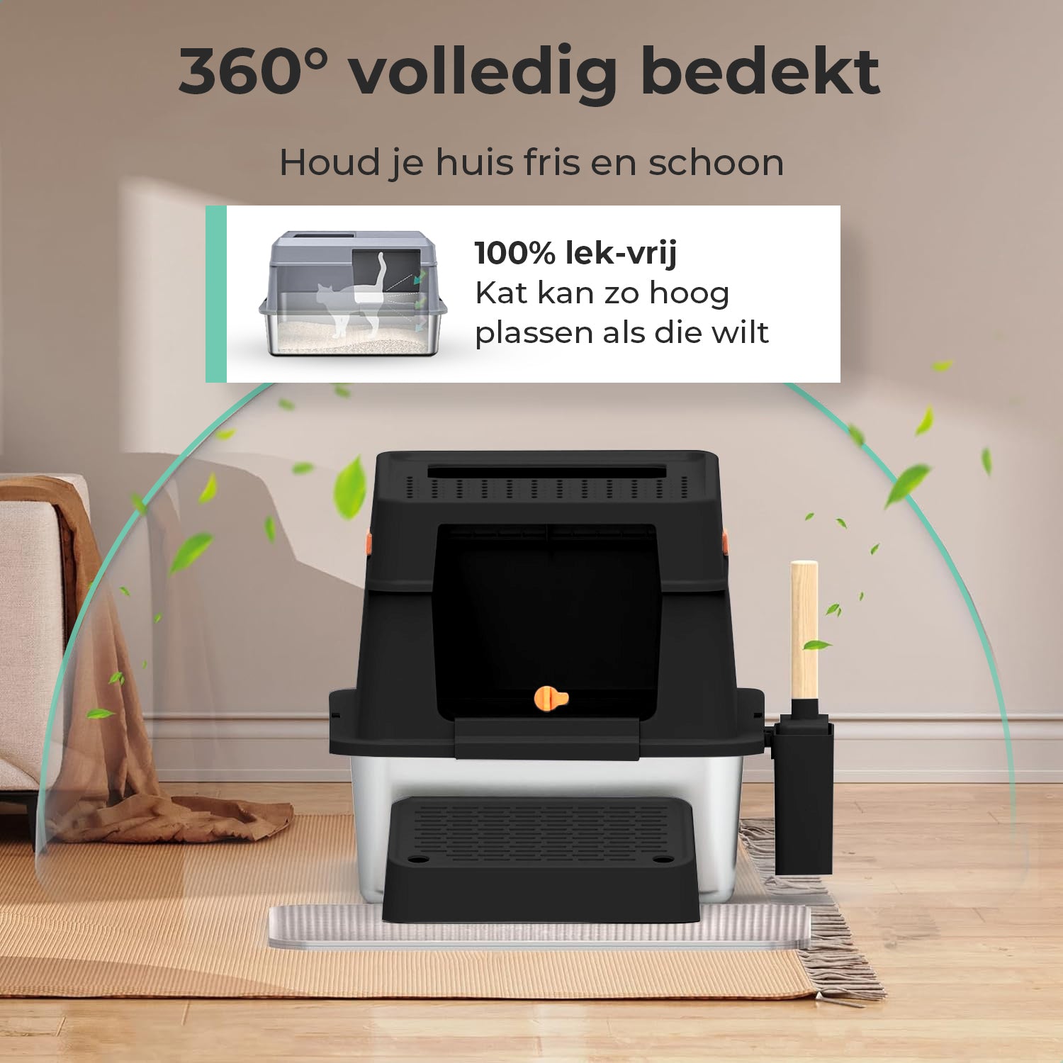 Cellavi RVS Kattenbak XL - Zwart