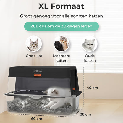 Cellavi RVS Kattenbak XL - Zwart