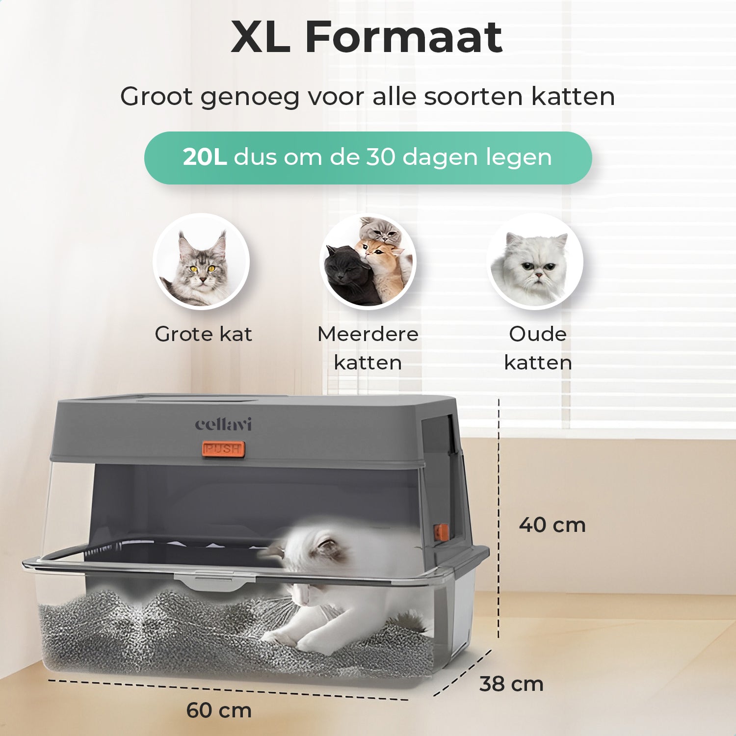 Cellavi RVS Kattenbak XL - Grijs