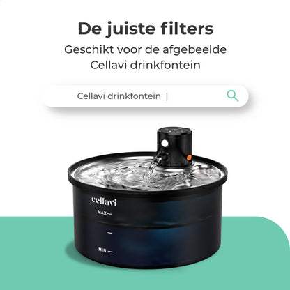 Cellavi Waterfilters Set voor Drinkfontein R3A-X - 6 Filters en 3 Sponsen