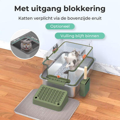 Cellavi RVS Kattenbak XL - Groen