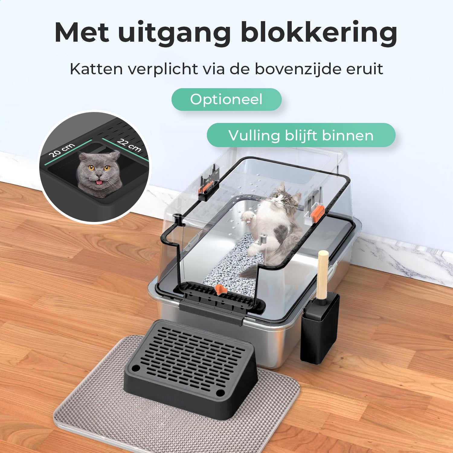 Cellavi RVS Kattenbak XL - Zwart