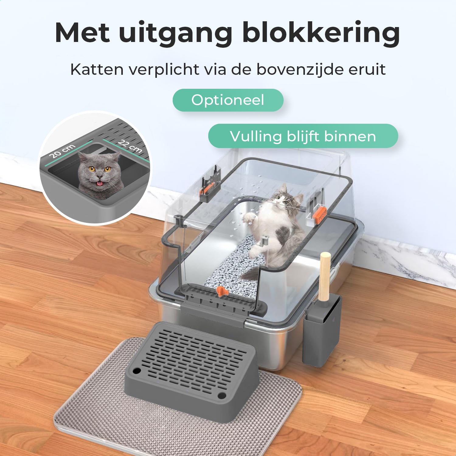 Cellavi RVS Kattenbak XL - Grijs