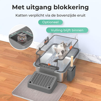 Cellavi RVS Kattenbak XL - Grijs