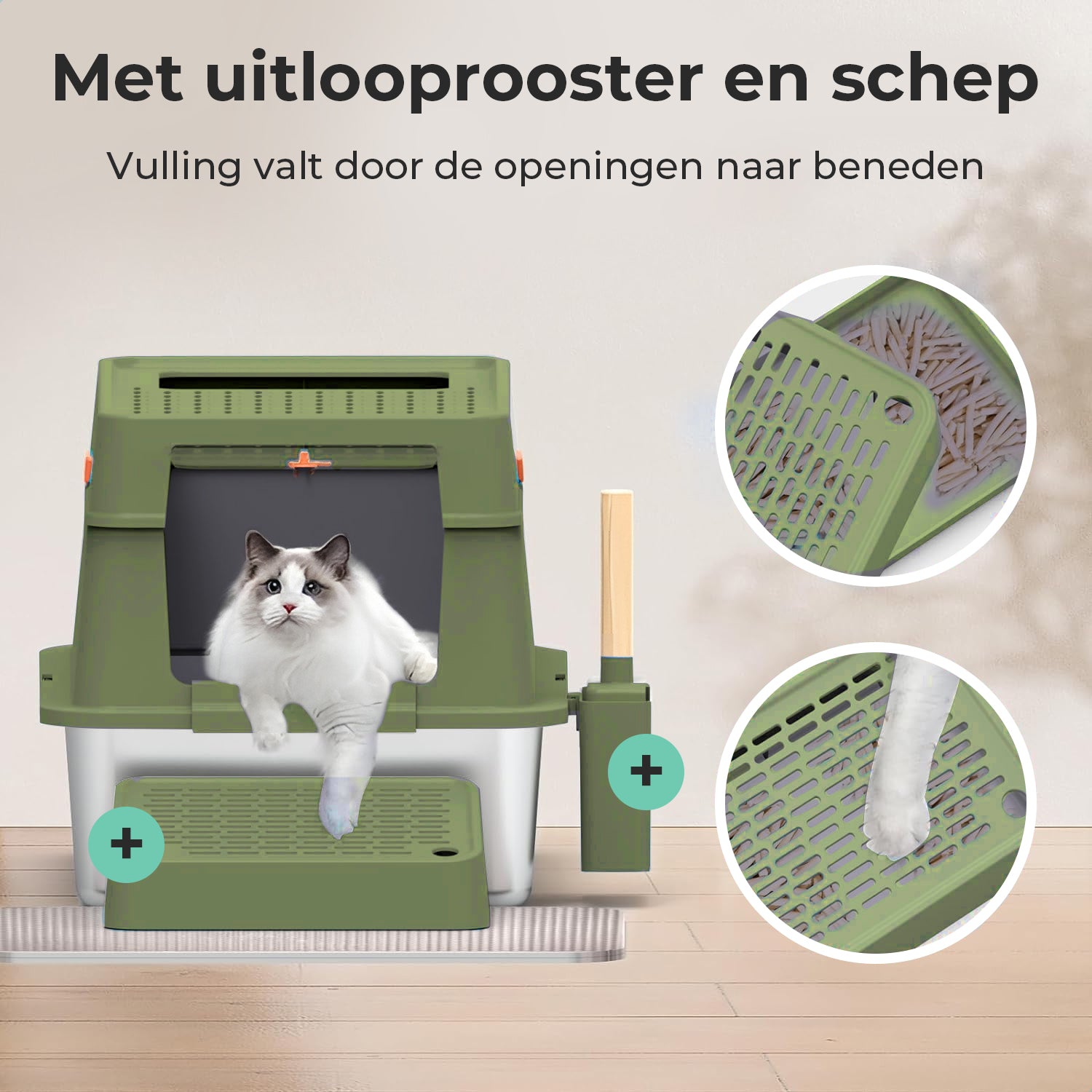 Cellavi RVS Kattenbak XL - Groen