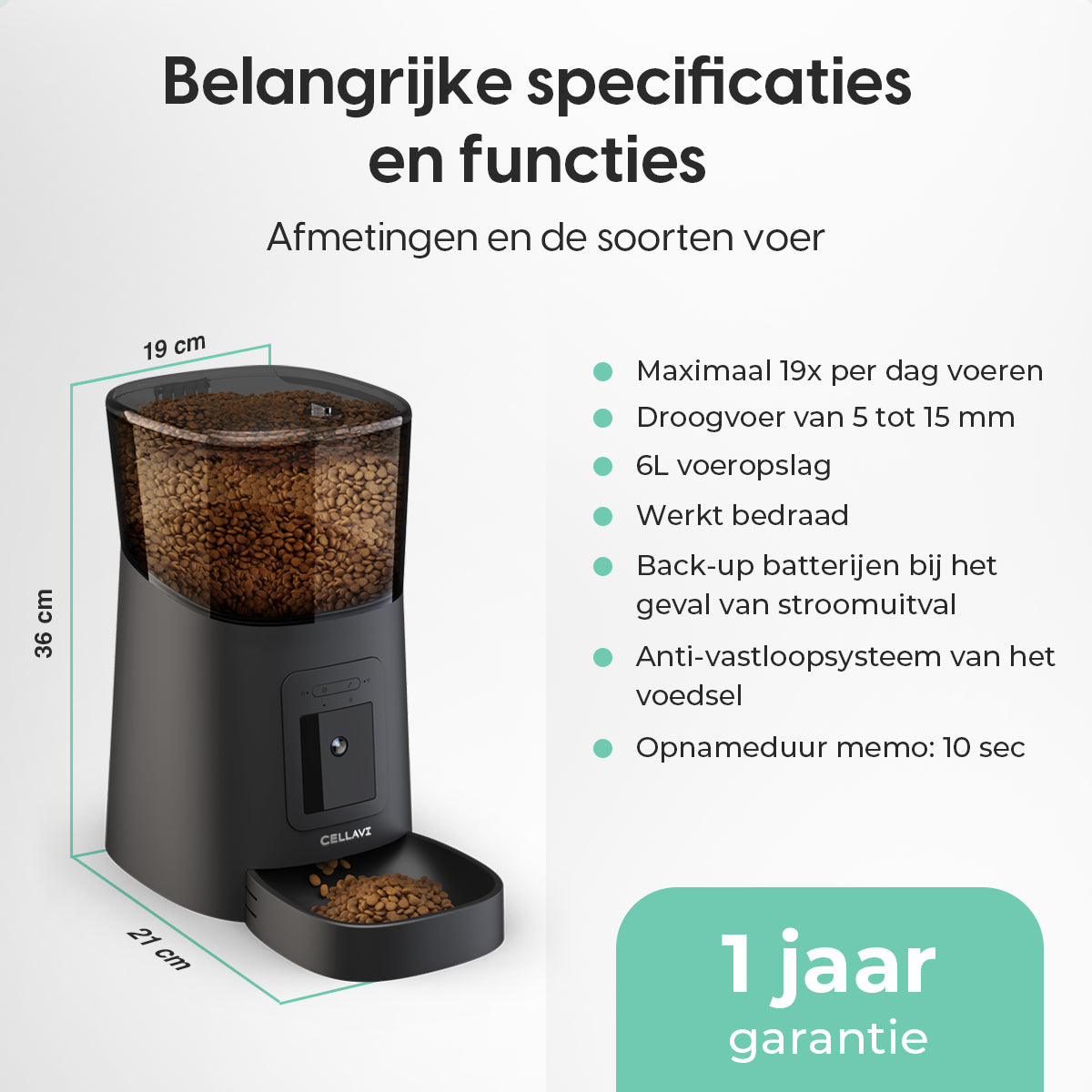 Cellavi Automatische Voerbak met Camera en App