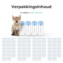 Cellavi 4 rollen Kattenbakzakken voor Automatische Kattenbak NEO-B en Open-Top - Zelfreinigende kattenbakzakken - 20 stuks per rol - 30x65 CM