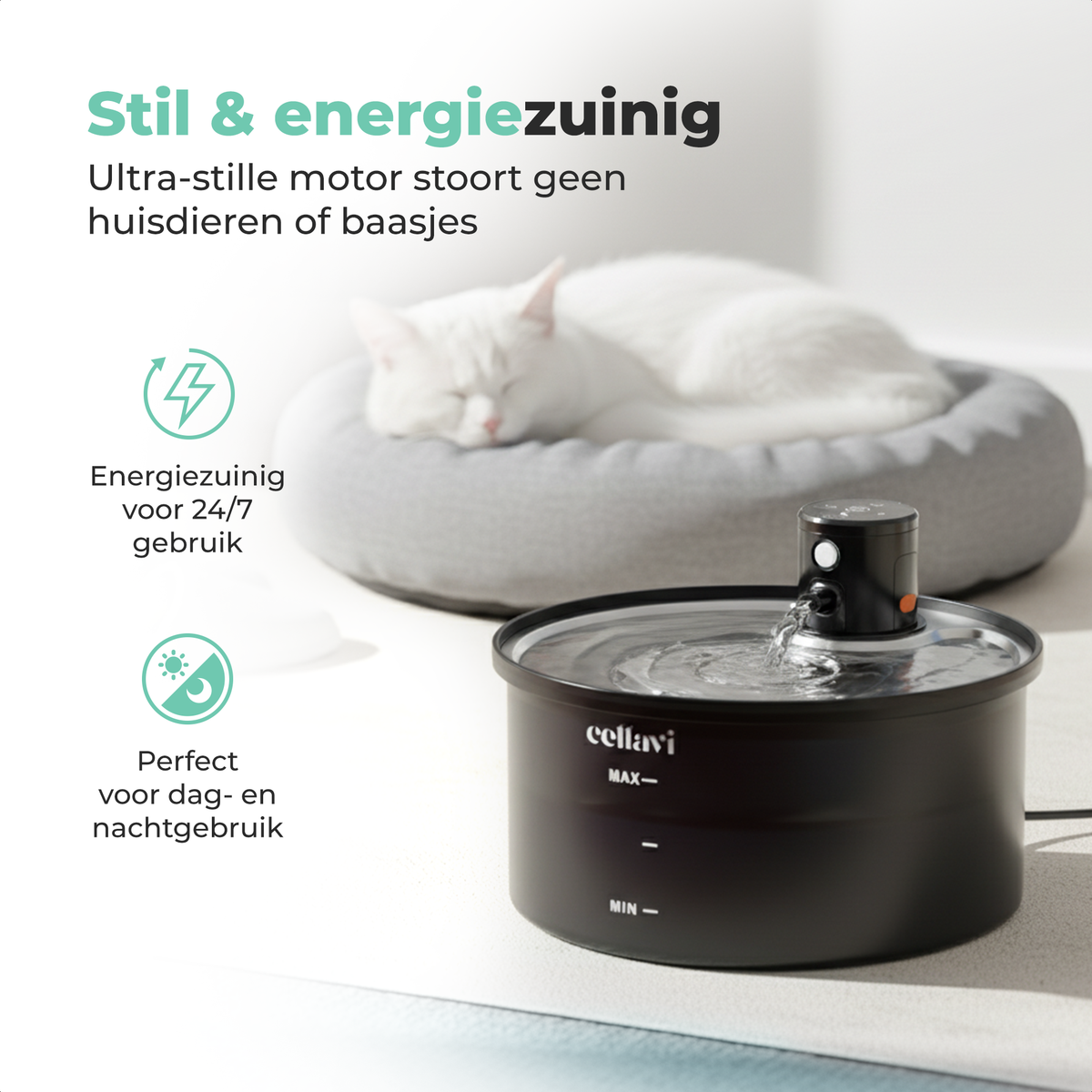 FEELNEEDY 4 l Draadloze Kattenfontein met Bewegingssensor en Accu, Automatische Drinkfontein, Koudwaterfontein voor Katten Draadloos, 4000 mAh, met 2 Filters, Zwart FEELNEEDY 4 l Draadloze Kattenfontein met Bewegingssensor en Accu, Automatische Drinkfontein, Koudwaterfontein voor Katten Draadloos, 4000 mAh, met 2 Filters, Zwart