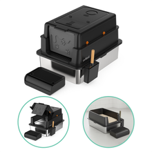 Cellavi RVS Kattenbak XXXL - Extra Grote Gesloten Kattenbak - Hygiënisch & Lekvrij - Met Geurfilter, Deur & Schepje - Duurzaam Kattentoilet - 70×50×42 cm - Zwart