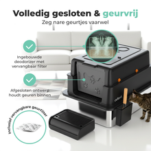 Cellavi RVS Kattenbak XXXL - Extra Grote Gesloten Kattenbak - Hygiënisch & Lekvrij - Met Geurfilter, Deur & Schepje - Duurzaam Kattentoilet - 70×50×42 cm - Zwart