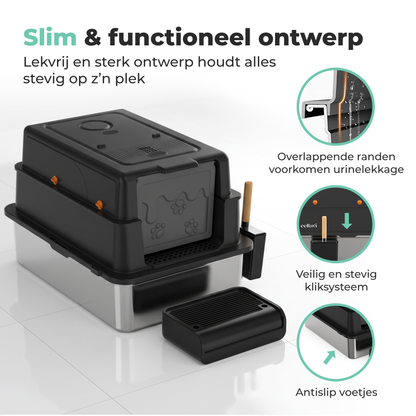 Cellavi RVS Kattenbak XXXL - Zwart