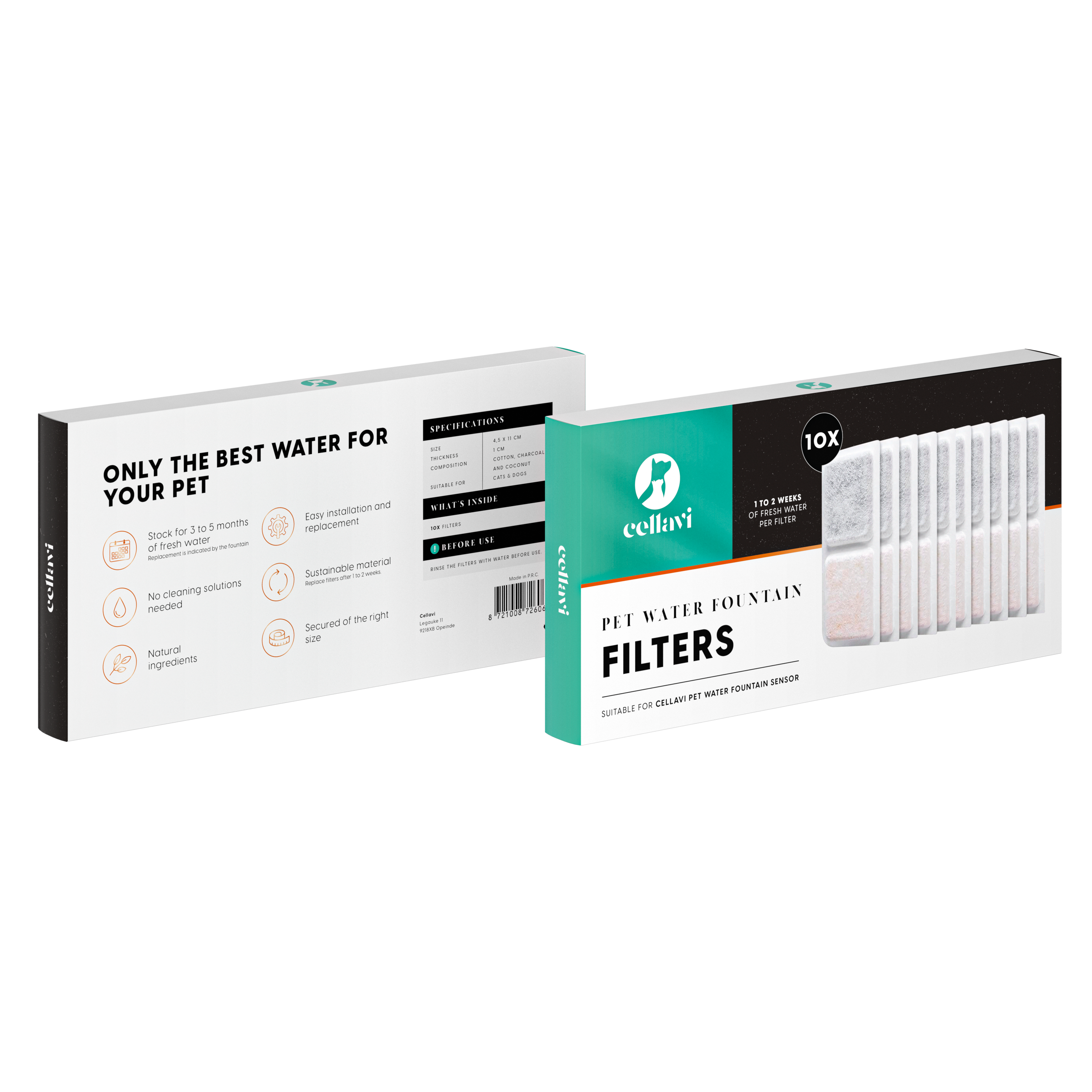 Cellavi Waterfilters Set voor Drinkfontein S2A-X - 10 Filters