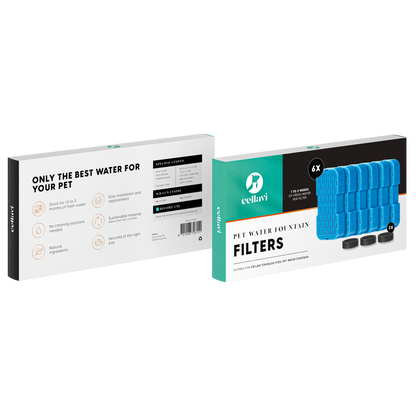 Cellavi Waterfilters Set voor Drinkfontein R1X - 6 Filters en 3 Sponsen