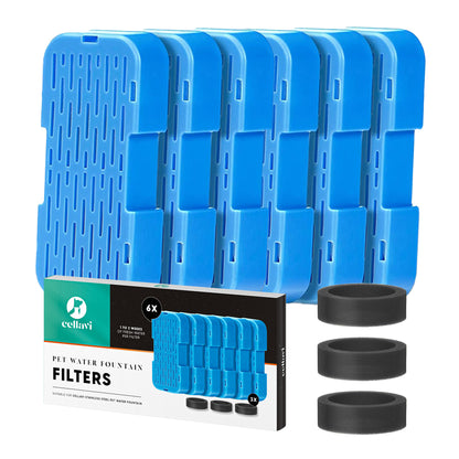 Cellavi Waterfilters Set voor Drinkfontein R1X - 6 Filters en 3 Sponsen