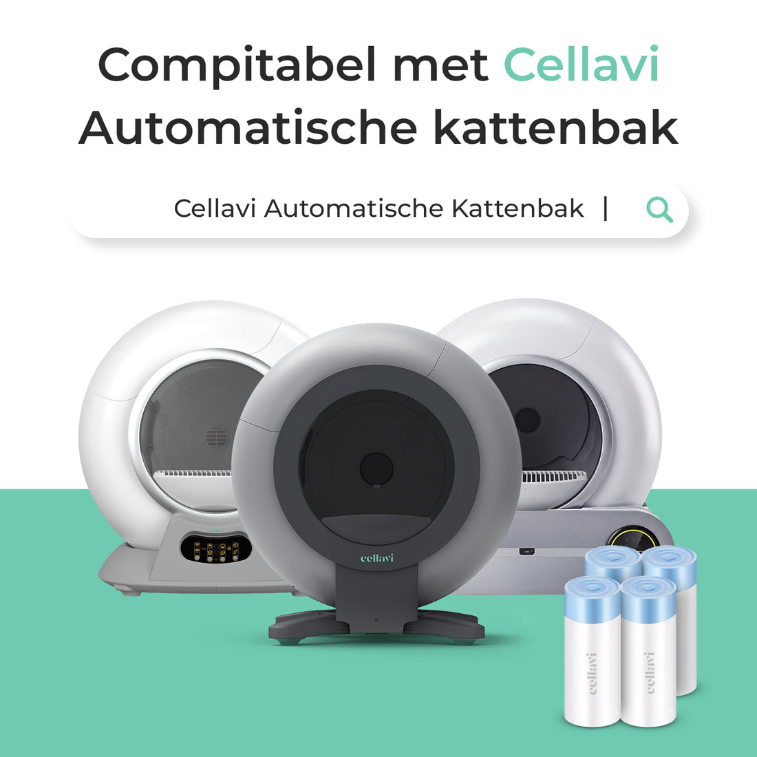 Cellavi VI-A, VI-B &amp; VI-C - Kattenbakzakken voor Automatische Kattenbak - 4x15 stuks