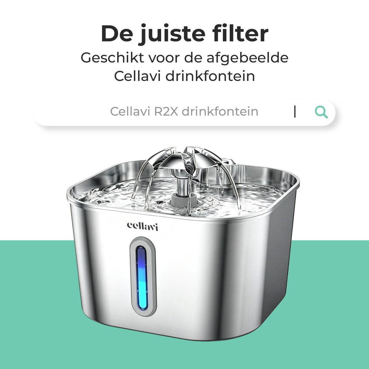 Cellavi Waterfilters Set voor Drinkfontein R2X - 6 Filters en 3 Sponsen