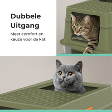 Cellavi Premium Kattenbak RVS - XL - Geschikt voor Grote en Kleine Katten - Incl. Kattenbakschep en Grit Opvanger - Groen - 60x40x38 cm