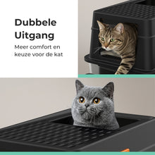 Cellavi Premium Kattenbak RVS - XL - Geschikt voor Grote en Kleine Katten - Incl. Kattenbakschep en Grit Opvanger - Zwart - 60x40x38 cm