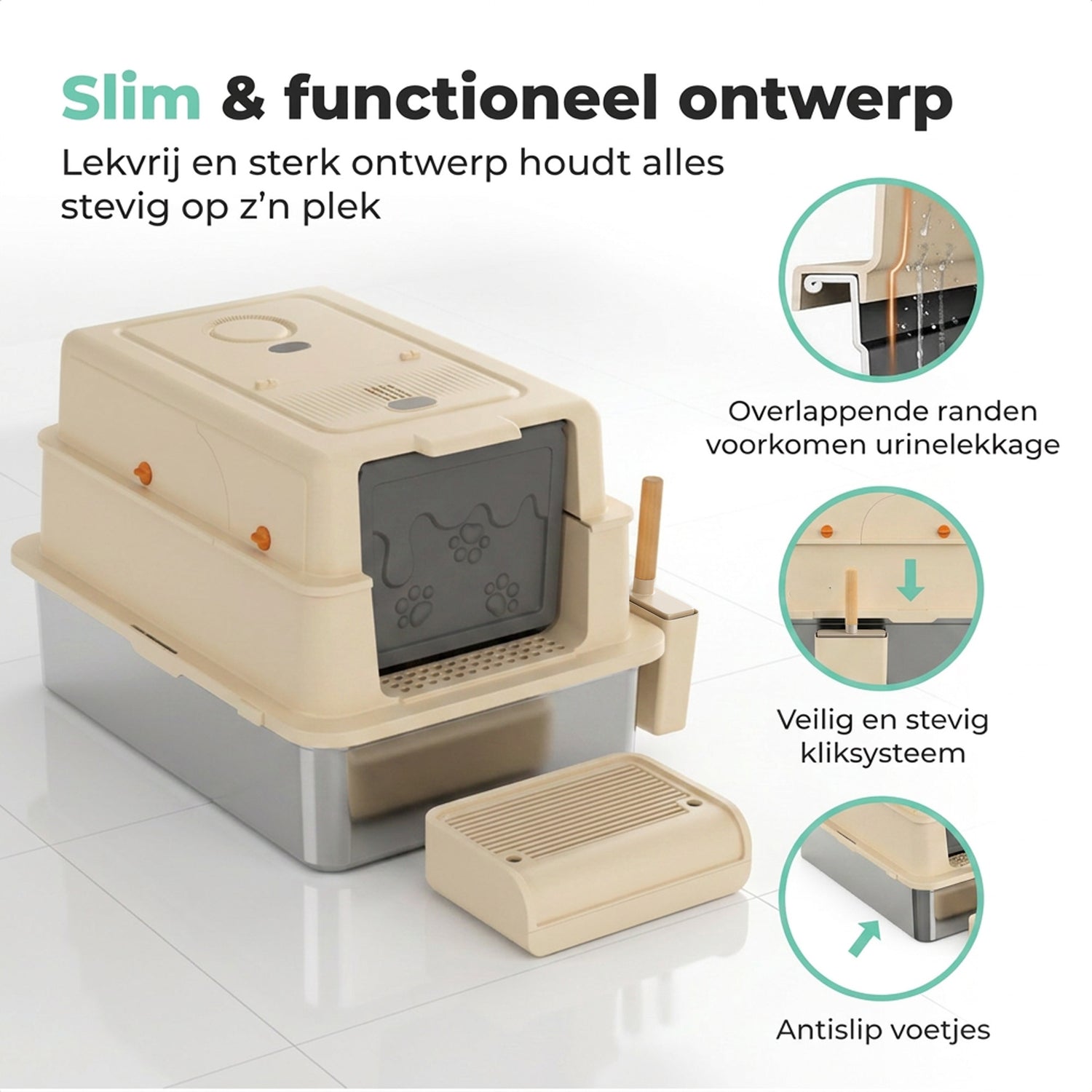 Cellavi RVS Kattenbak XXXL - Beige