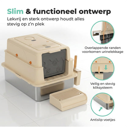 Cellavi RVS Kattenbak XXXL - Beige