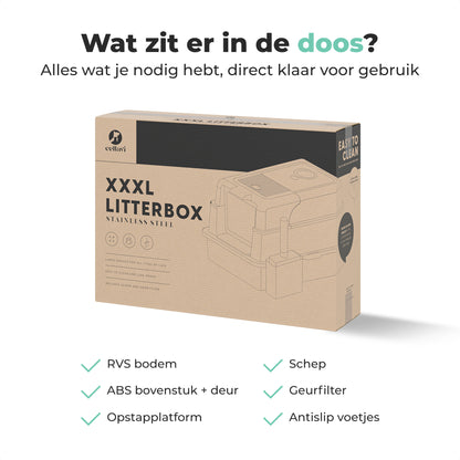 Cellavi RVS Kattenbak XXXL - Grijs